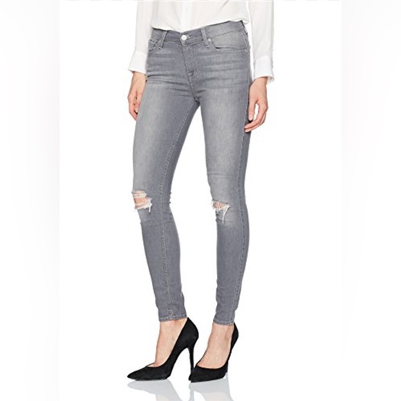 7 For All Mankind The Ankle Skinny Jeans Gray Distressed Size 28 - Picture 1 of 11